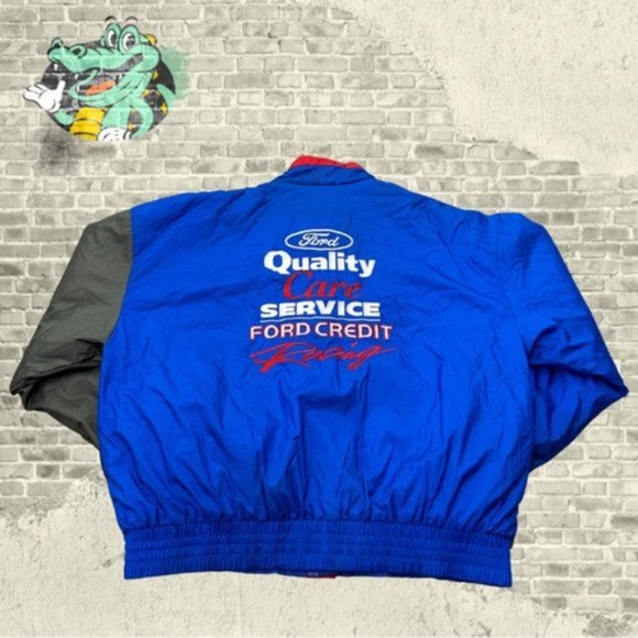 Vintage 90s NASCAR Dale Jarrett FORD Motors Chase Authentics Racing Jacket XL - Picture 6 of 13